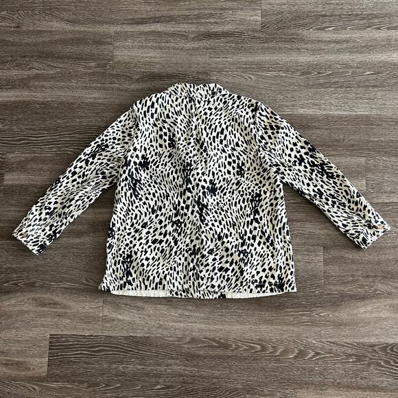 Lafayette 148 Coleman Cheetah Print Twill Blazer Jacket Black White Sz XL Cotton - Picture 6 of 15